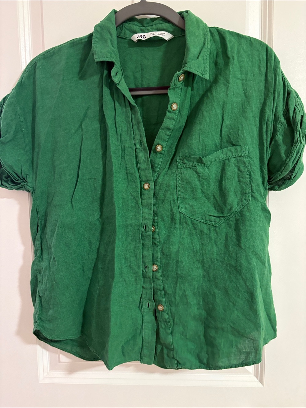 Zara Kelly Green Button up Top Size Small